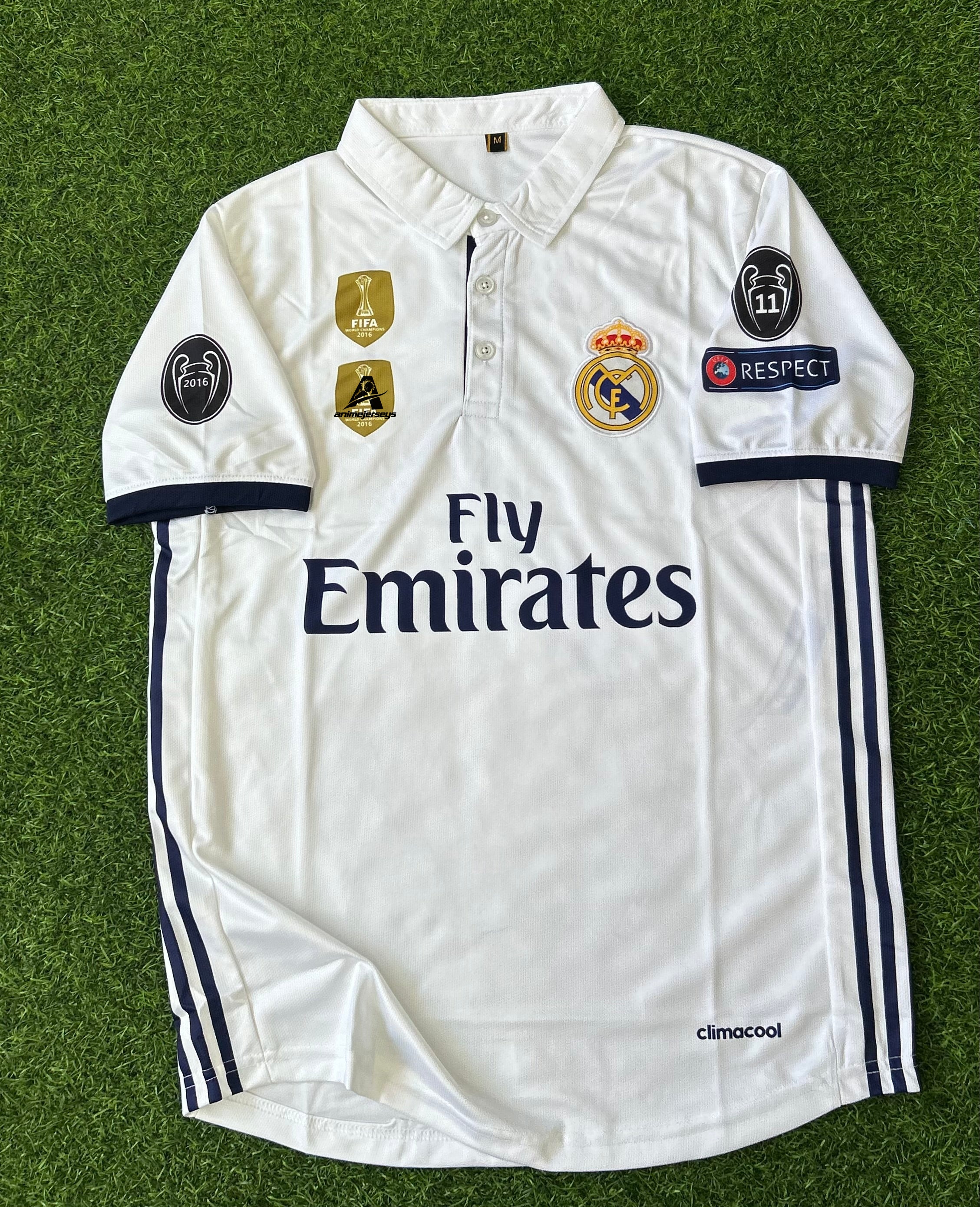 REAL MADRID 2016-17 HOME JERSEY, HALF SLEEVE POLO EMBROIDERY