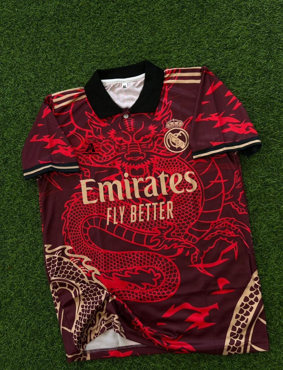 REAL MADRID RED DRAGON JERSEY. HALFSLEEVE POLO SUBLIMATION
