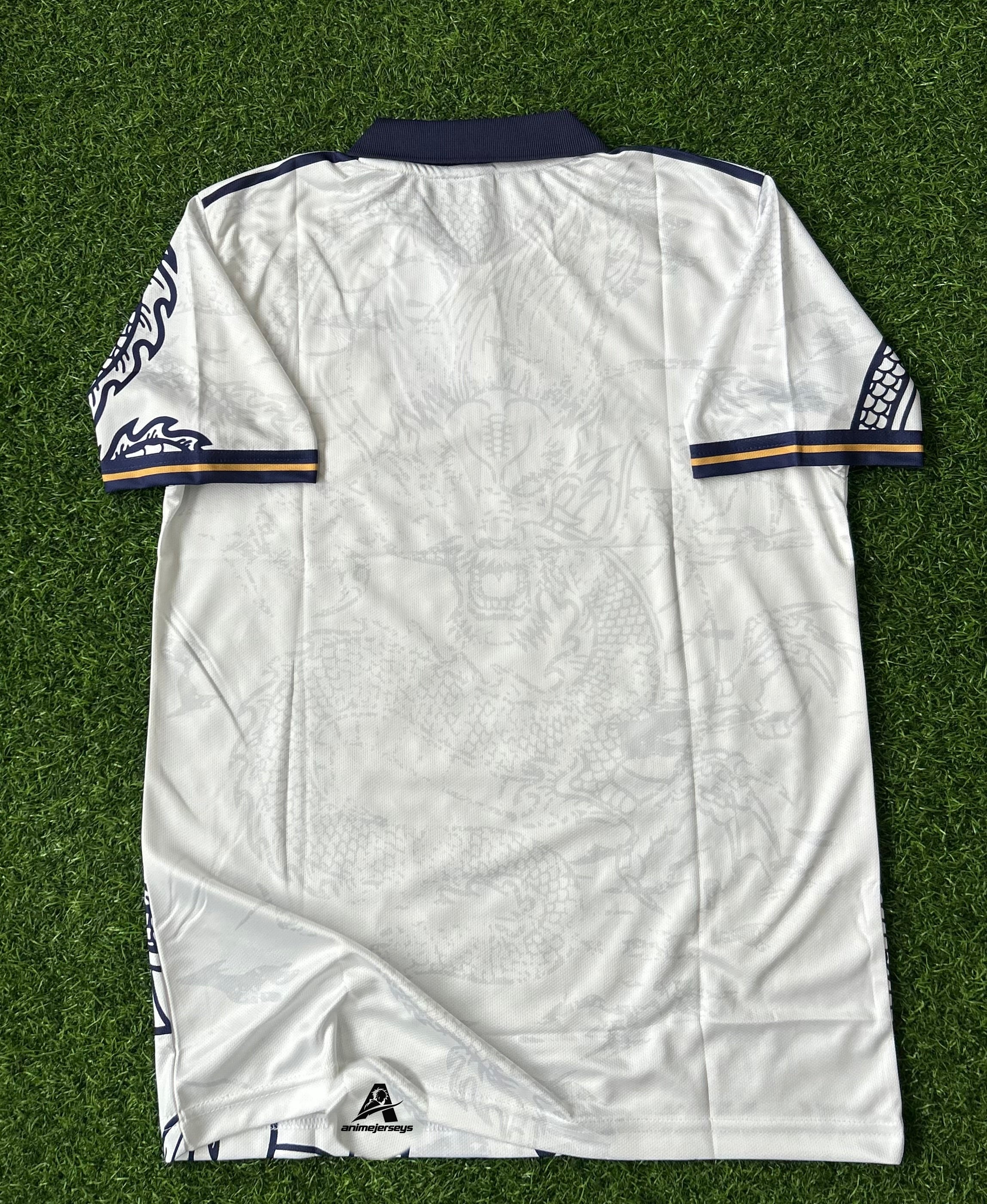 REAL MADRID SPECIAL EDITION DRAGON WHITE JERSEY, HALF SLEEVE  POLO EMBROIDERY