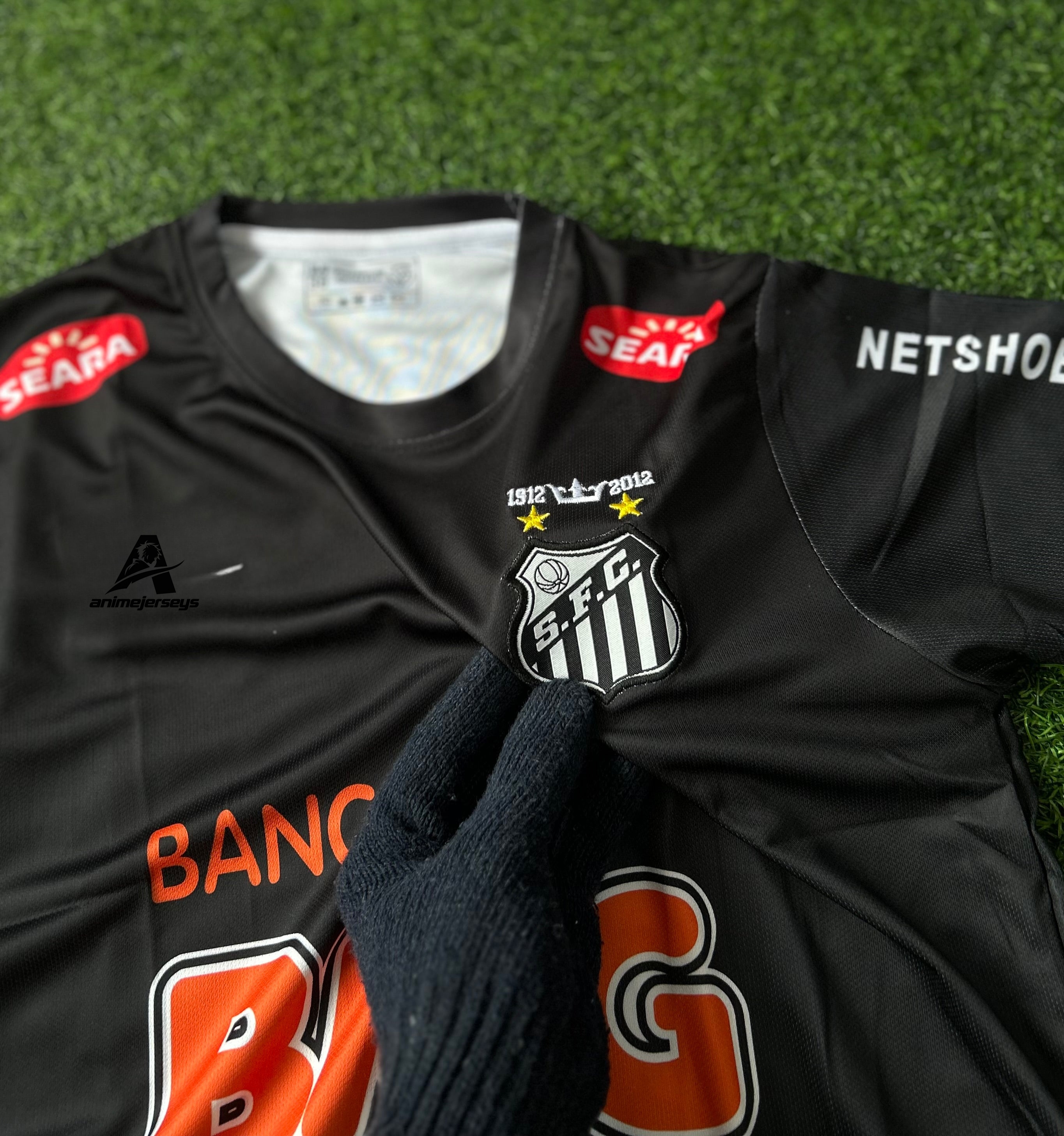 SANTOS 2011-12 BLACK JERSEY, HALF SLEEVE EMBROIDERY