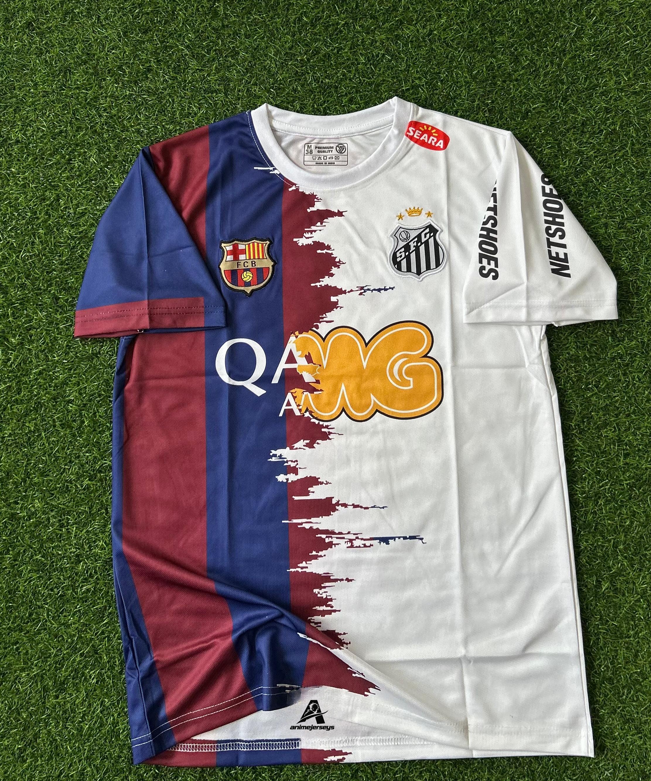 SANTOS x BARCELONA  NEYMAR JR SPECIAL EDITION ,HALFSLEEVE EMBROIDERY