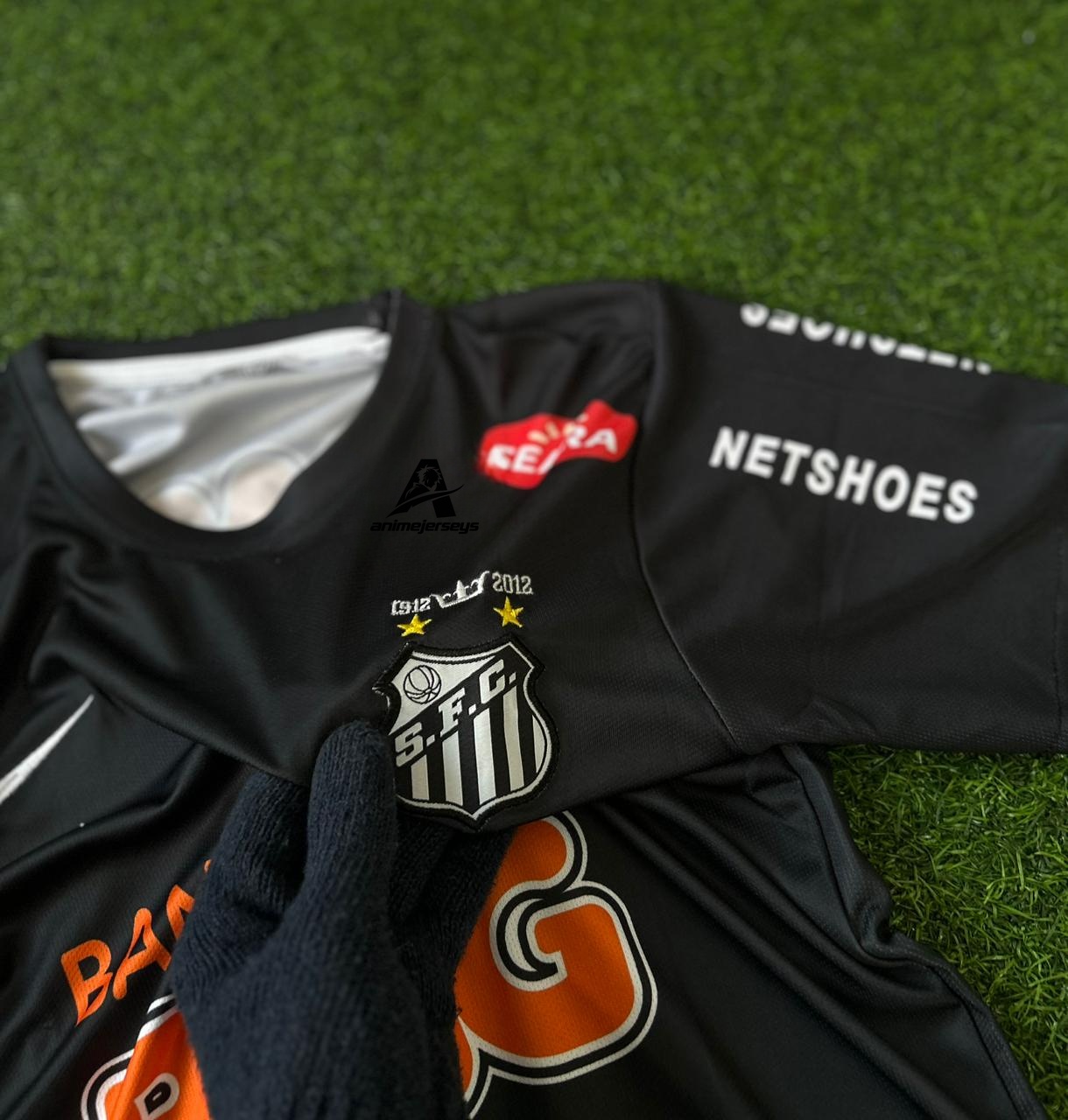 SANTOS FC 2011-12 BLACK KIT, HALF SLEEVE EMBROIDERY